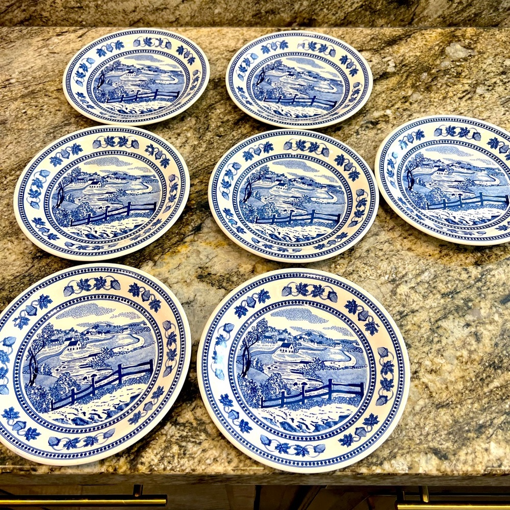 Vintage Ten  Strawberry Street Blue and white Plates (7)